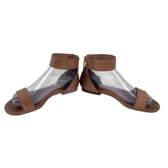 *Frye Carson Sandals Womens Sz 7 Ankle Strap Brown Leather Designer Summer Flat - Picture 10 of 14